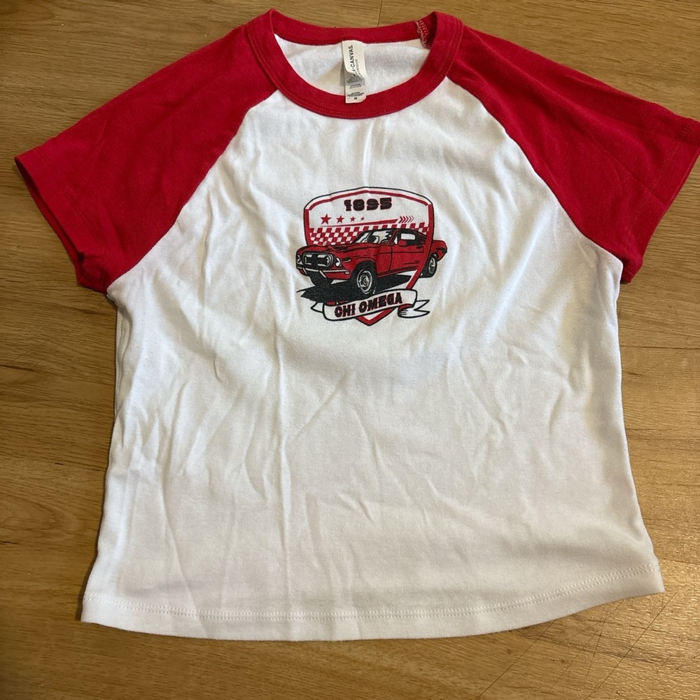 Red and White Vintage Chi Omega Tee